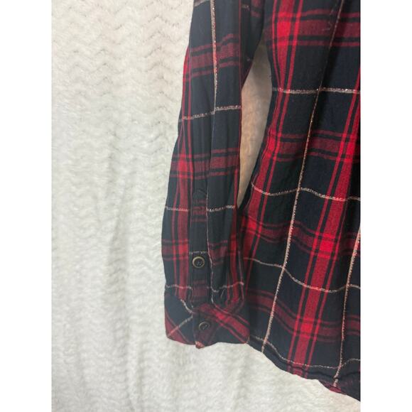 Red and Black plaid button-down shirt with silver, Size L Westport 1962 - Picture 3 of 5